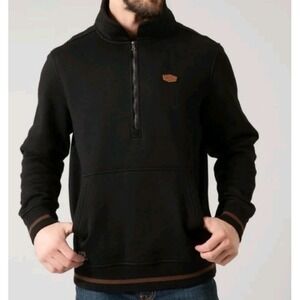 Kimes Ranch Pullover Mens Medium Sweatshirt 1/4 Zip Black Cotton Western Boxer‎